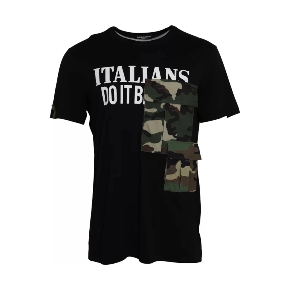 Dolce & Gabbana Black Camouflage Graphic Cotton Crewneck T-shirt - IT60 | 3XL - Image 2
