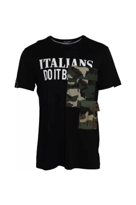 Svart kamouflage bomull T-shirt