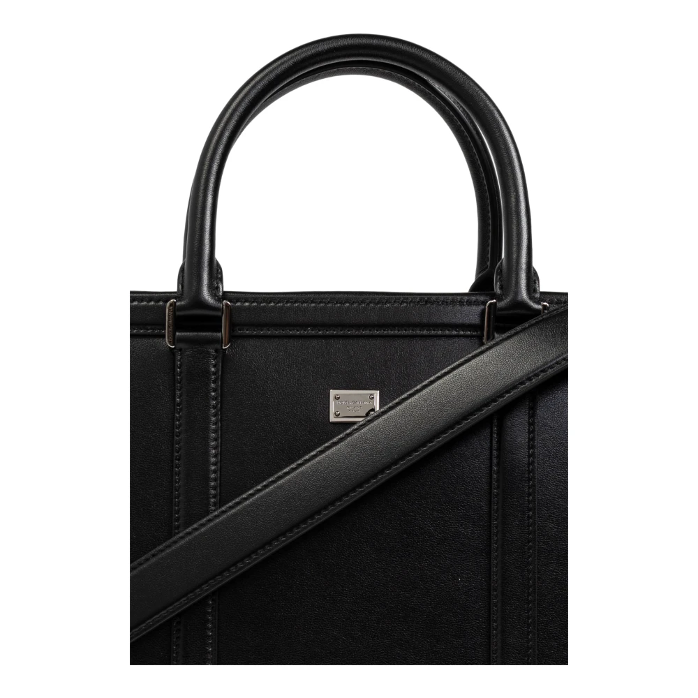 Dolce & Gabbana Leren Aktetas Black Heren