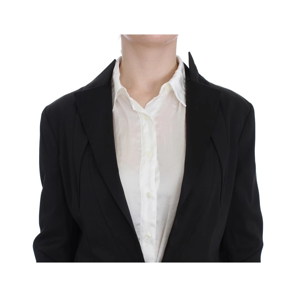 Exte Elegante Zwarte Stretch Blazer Jas Black Dames