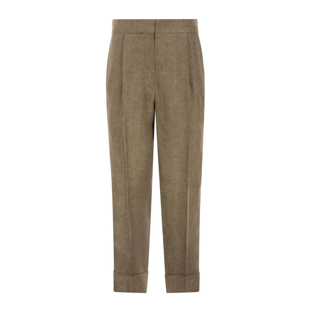 BRUNELLO CUCINELLI Slim-Fit Linnen Broek Beige Dames