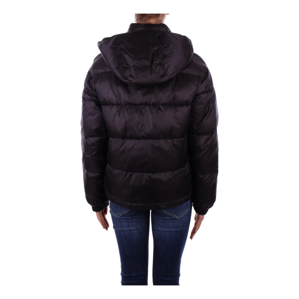 pinko Zwarte jas met afneembare capuchon Black Dames