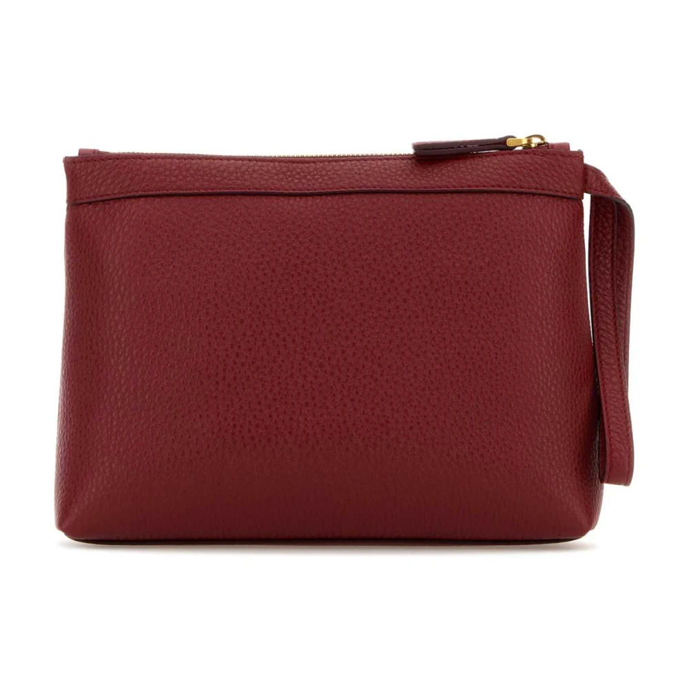 Thom Browne Burgundy Leren Beauty Case Red Heren
