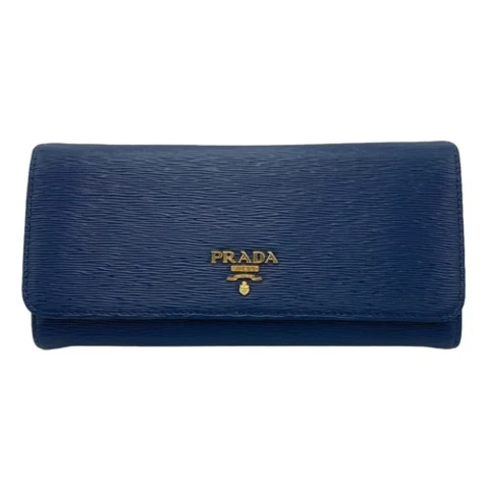 Prada Vintage Pre-owned Leather wallets Blue Dames