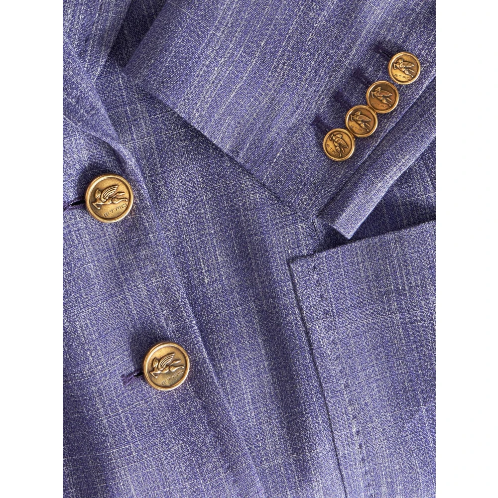 ETRO Blauwe Casual Blazer Blue Dames