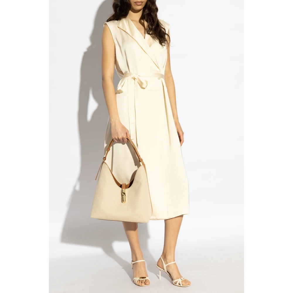 Fabiana Filippi Satijnen jurk met taille riem Beige Dames