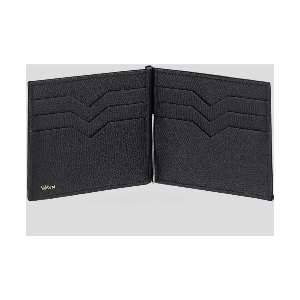 Valextra Zwarte lederen portemonnee Black Heren