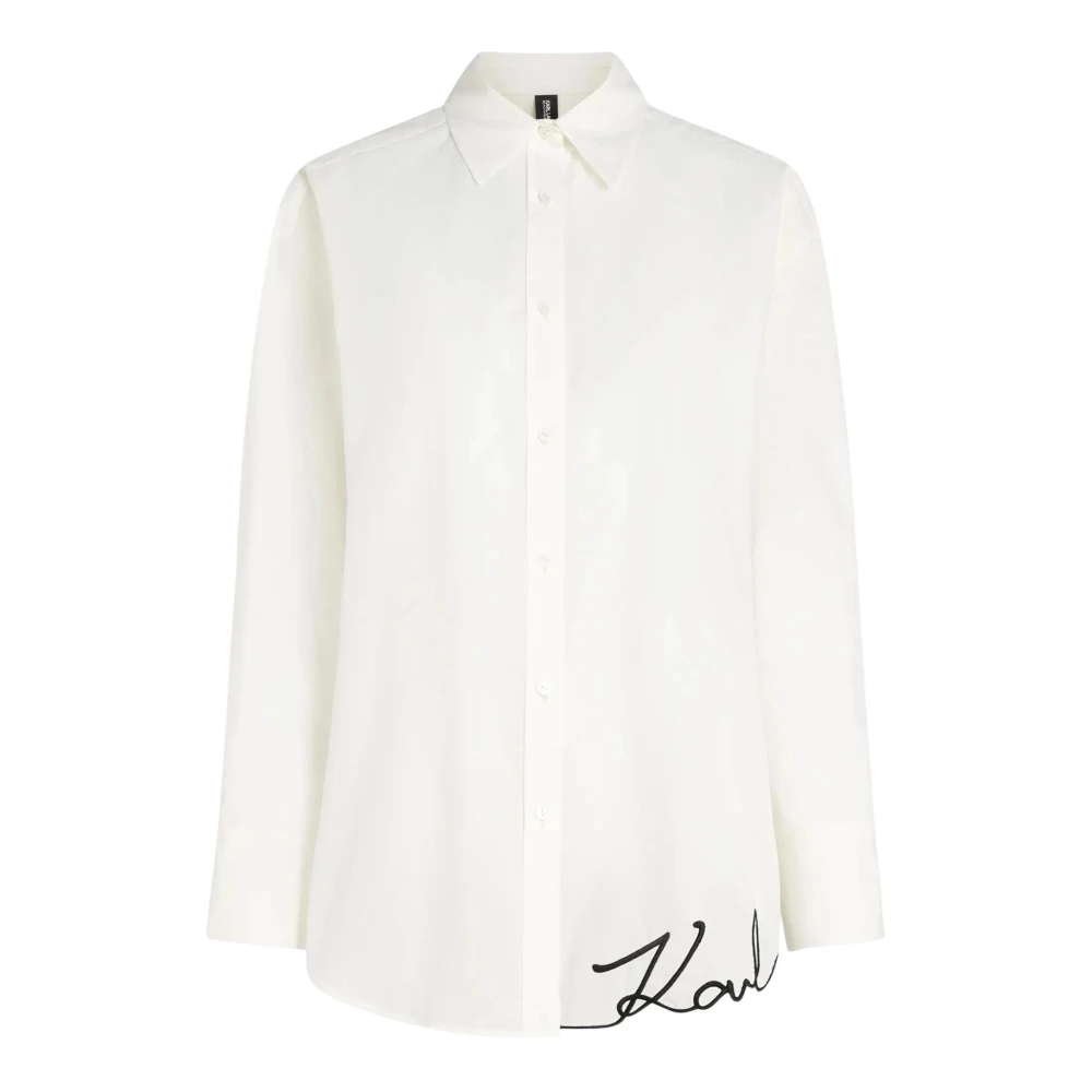 Karl Lagerfeld Women's White Oversized Beachshirt - Shirts - Xs - Blouses & Shirts
