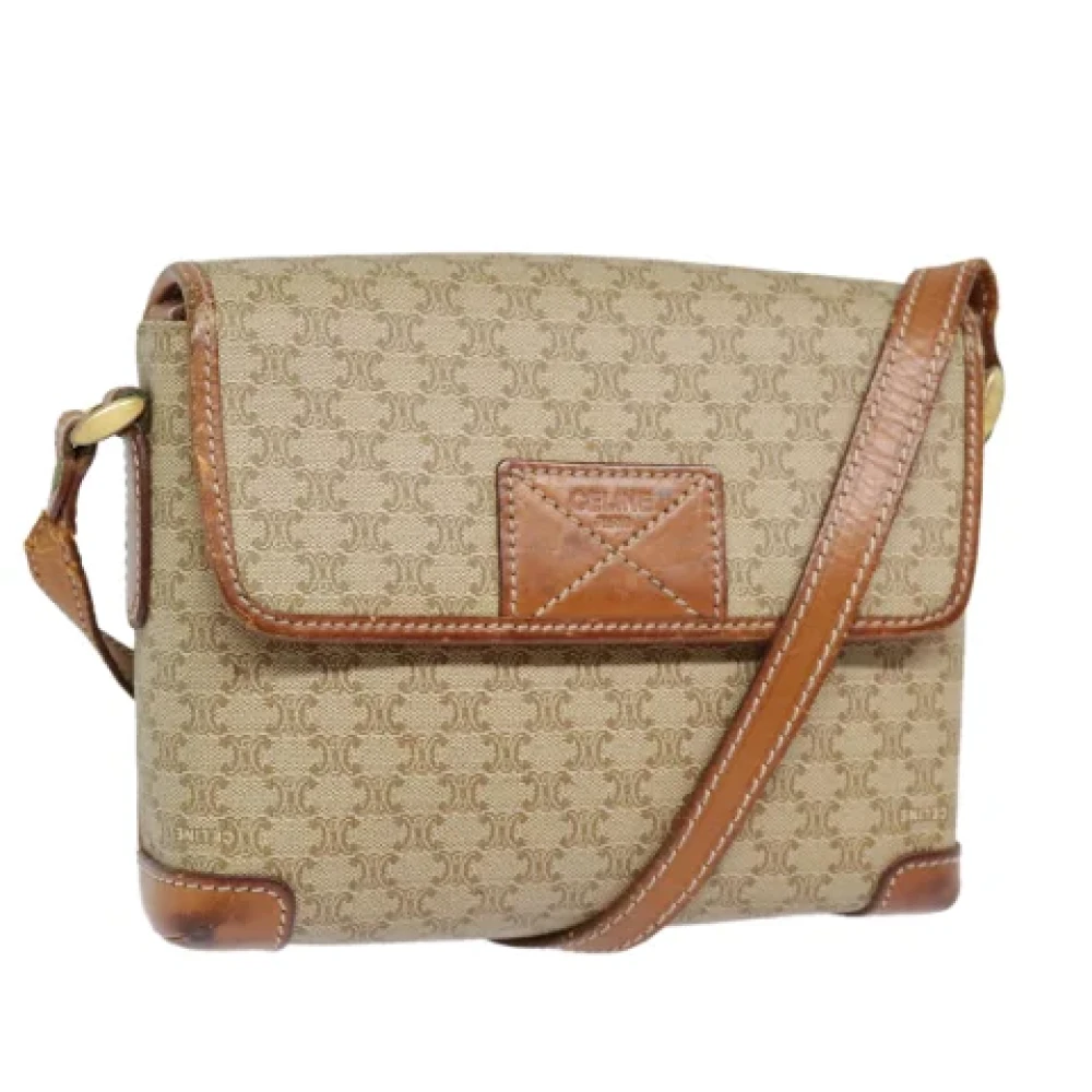 Celine Vintage Pre-owned Leather shoulder-bags Beige Dames