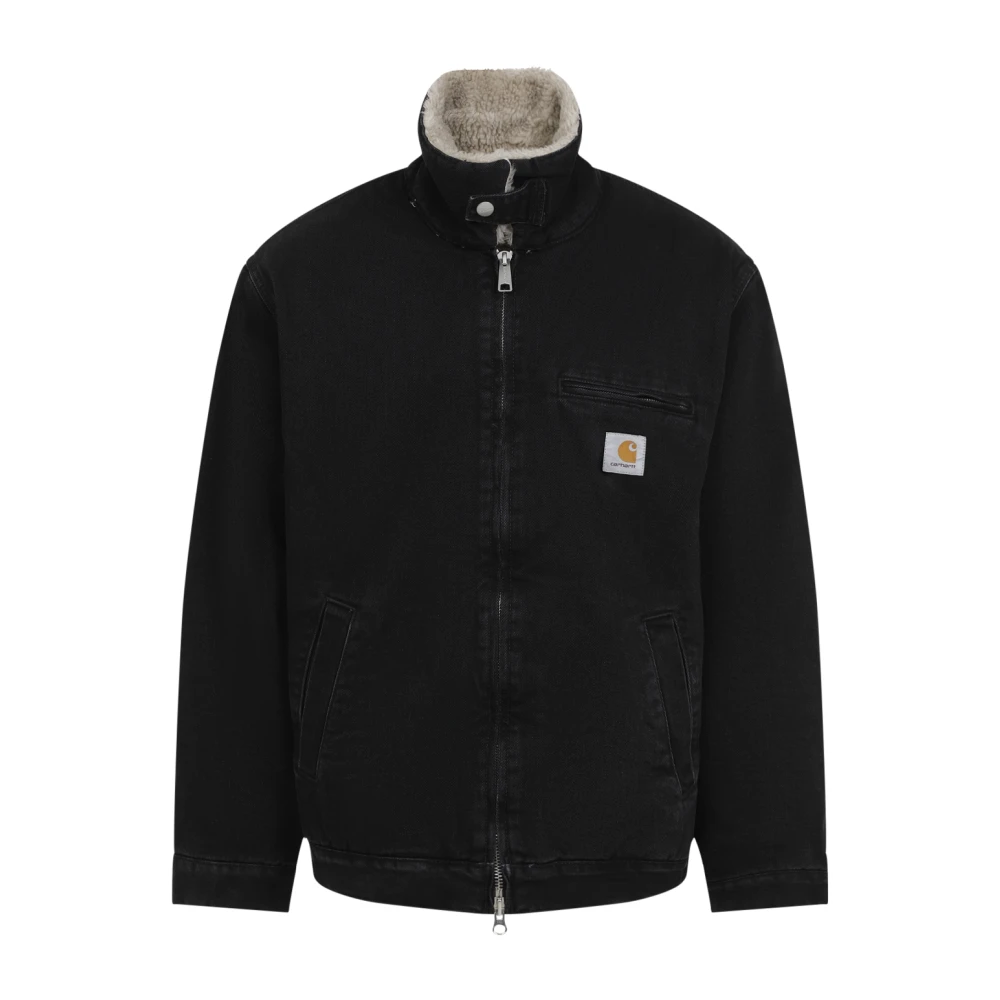 Carhartt WIP Denim jack met imitatiebont voering Black Heren