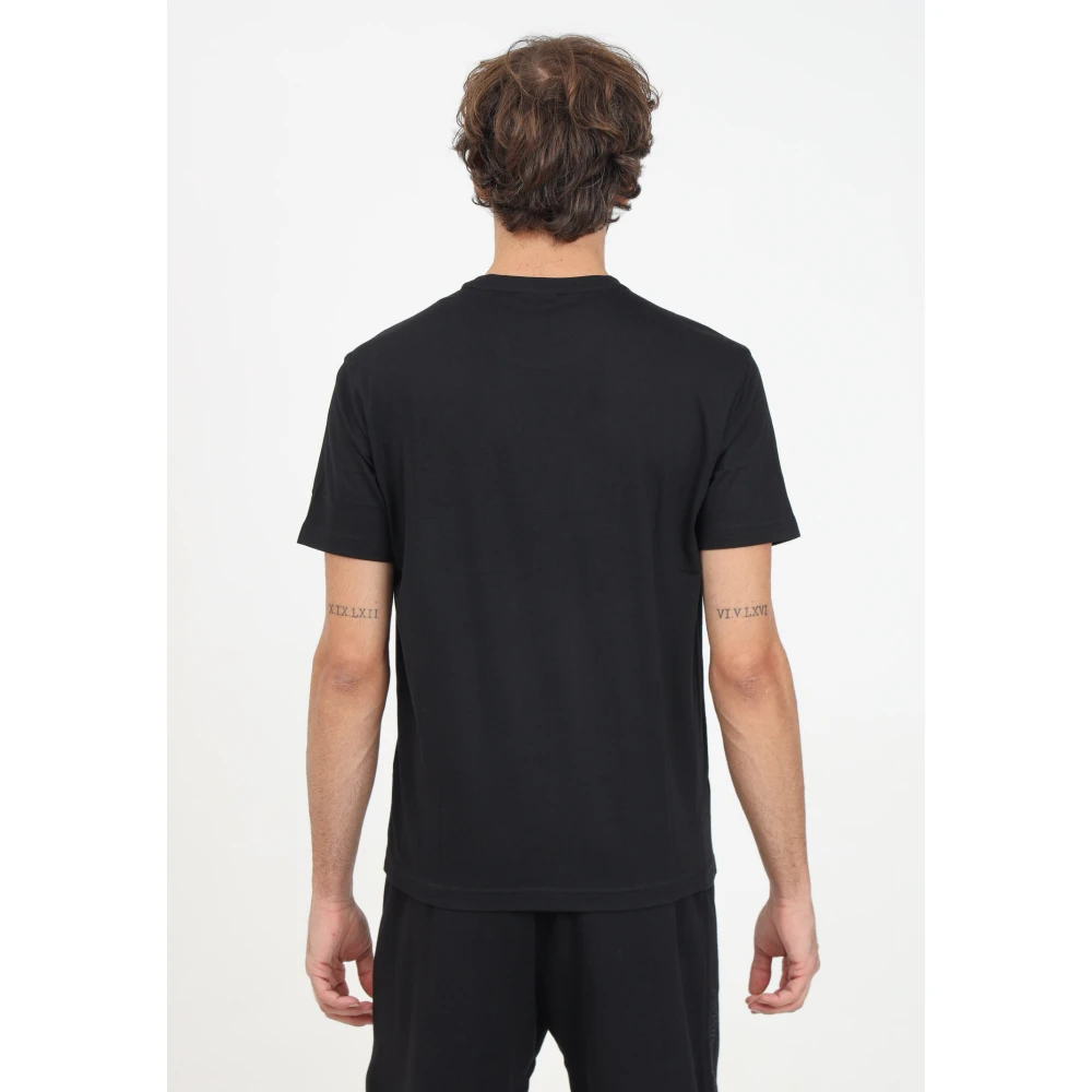 Emporio Armani EA7 Zwarte T-shirt met korte mouwen en logo print Black Heren