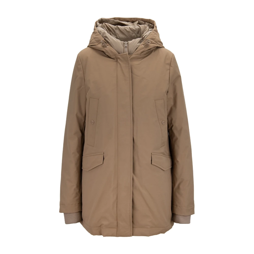 Herno Hooded donsjas met automatische knoop en rits Brown Dames