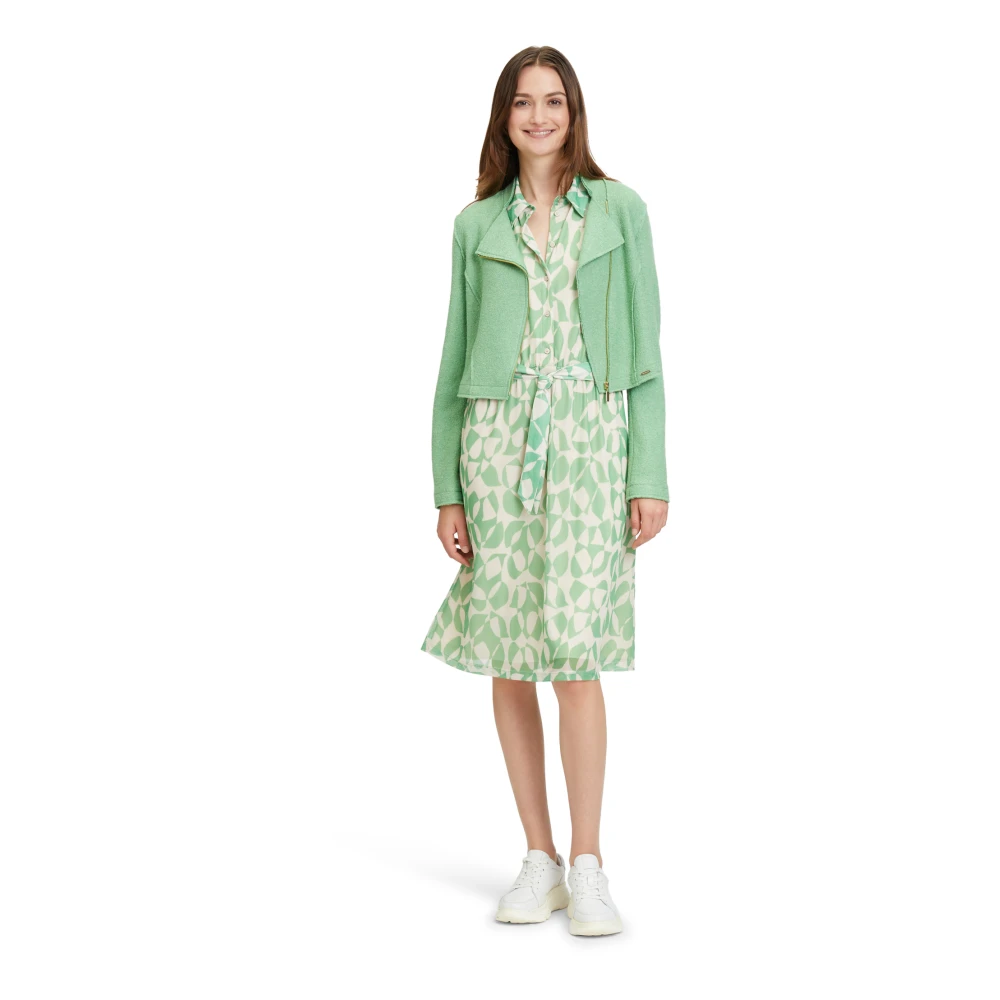 Betty & Co Chique Bikerjack met Opstaande Kraag Green Dames