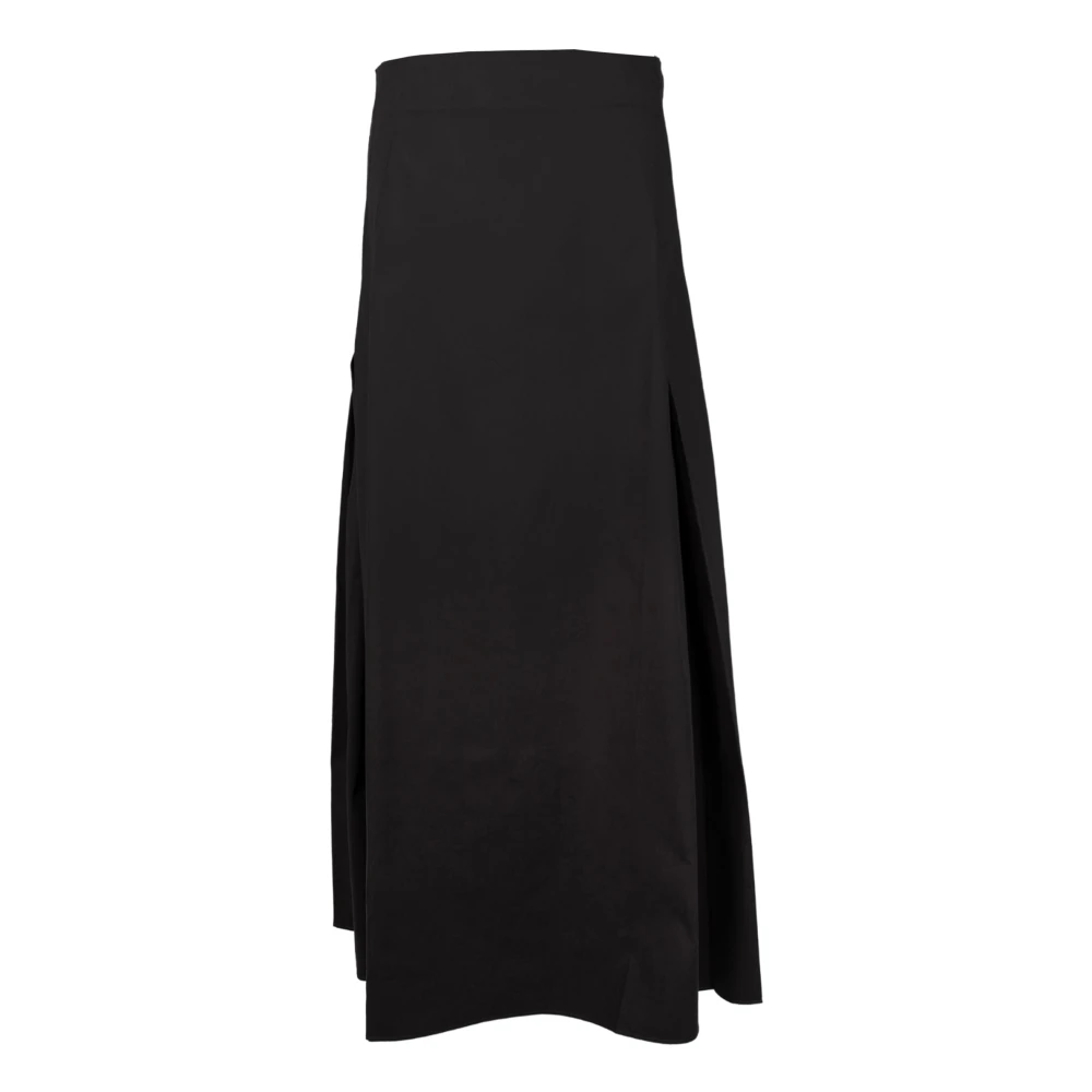 Studio Nicholson Geplooide Maxi Rok van Katoen Black Dames