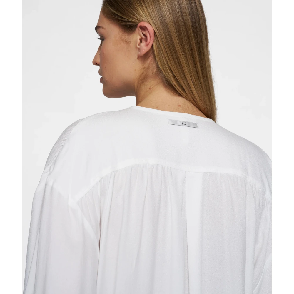 10Days Oversized Fluide Blouse met Trompetmouwen White Dames