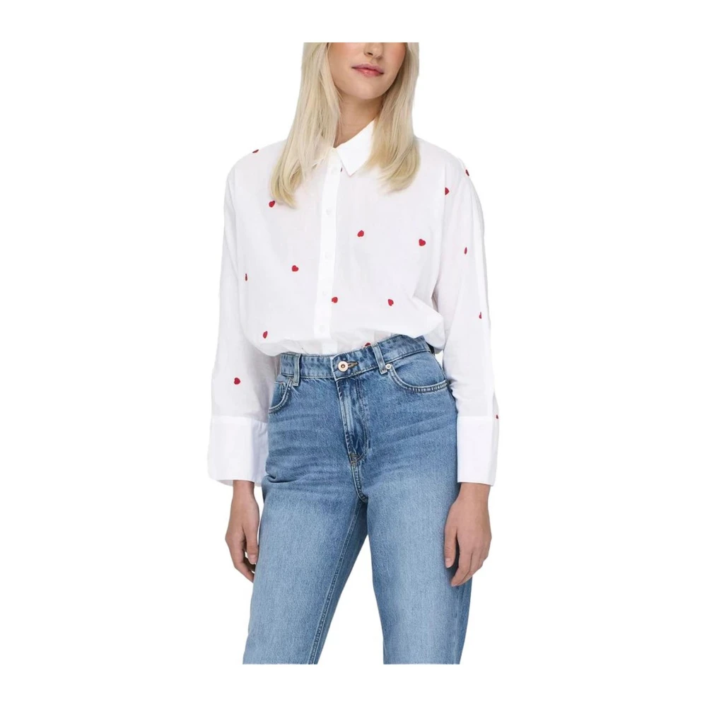 Only Hartprint Lange Mouw Shirt White Dames