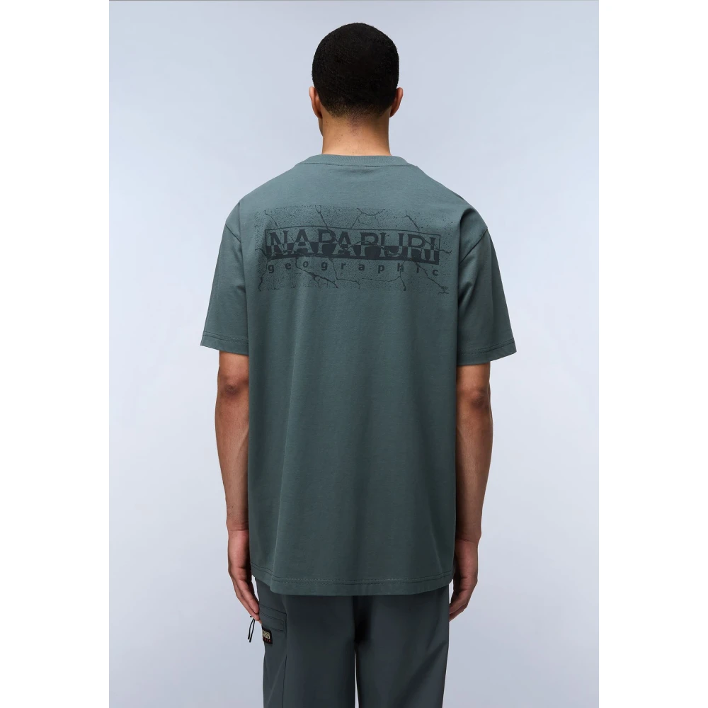 Napapijri Korte Mouw Bedrukt Katoenen T-shirt Green Heren