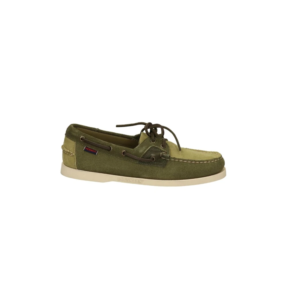 Sebago Men's Green Sailor Shoes,, Military Leather Moccasin Jib Shadow Size 5