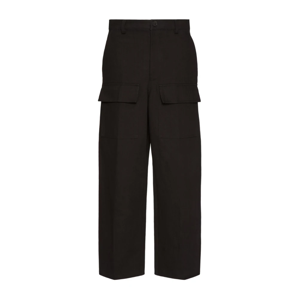 Valentino Garavani Zwarte Katoenen Broek Regular Fit Black Heren