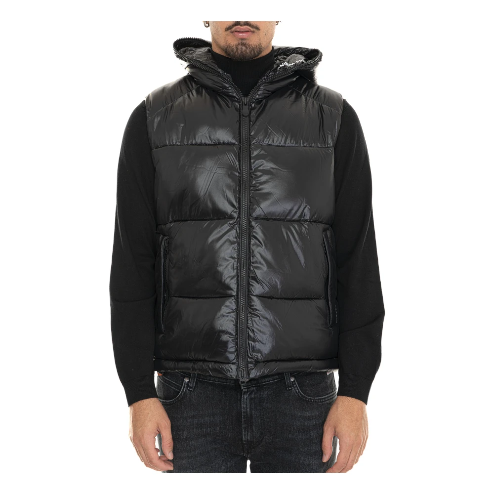 Save The Duck Gewatteerd Hooded Dexter Vest met Glanseffect Black Heren