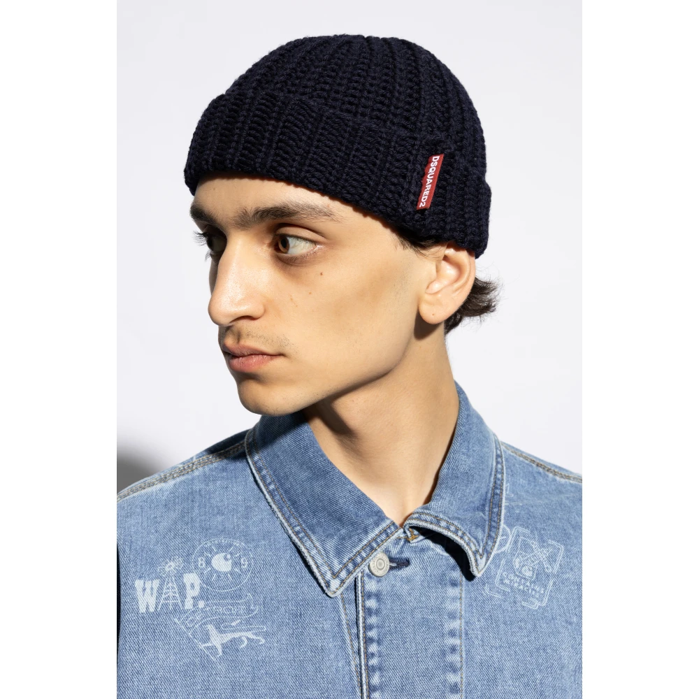 Dsquared2 Wollen muts Blue Heren