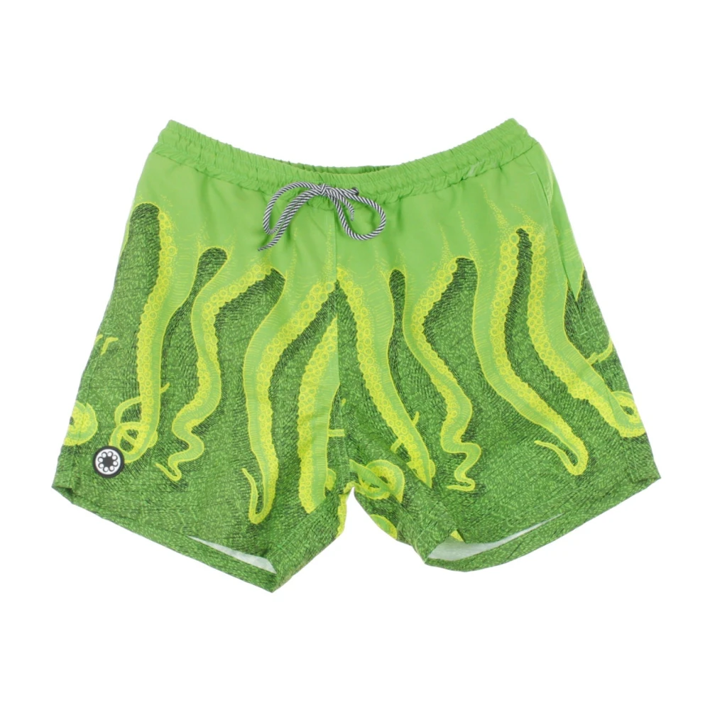 Octopus Men's Green Beachwear, Xl, Swim Trunks In Kiwi/Lime Color