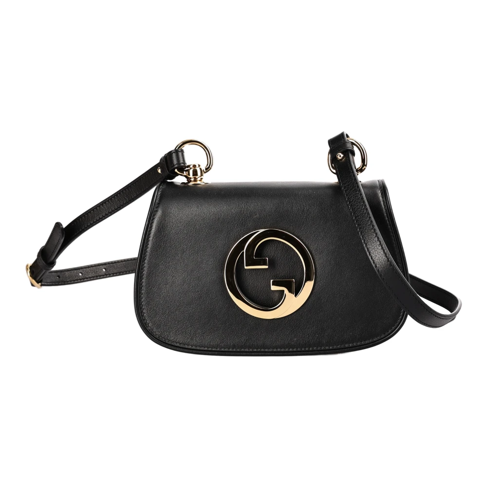 Gucci Mini Blondie Crossbody Tas met Metalen GG Logo Black Dames