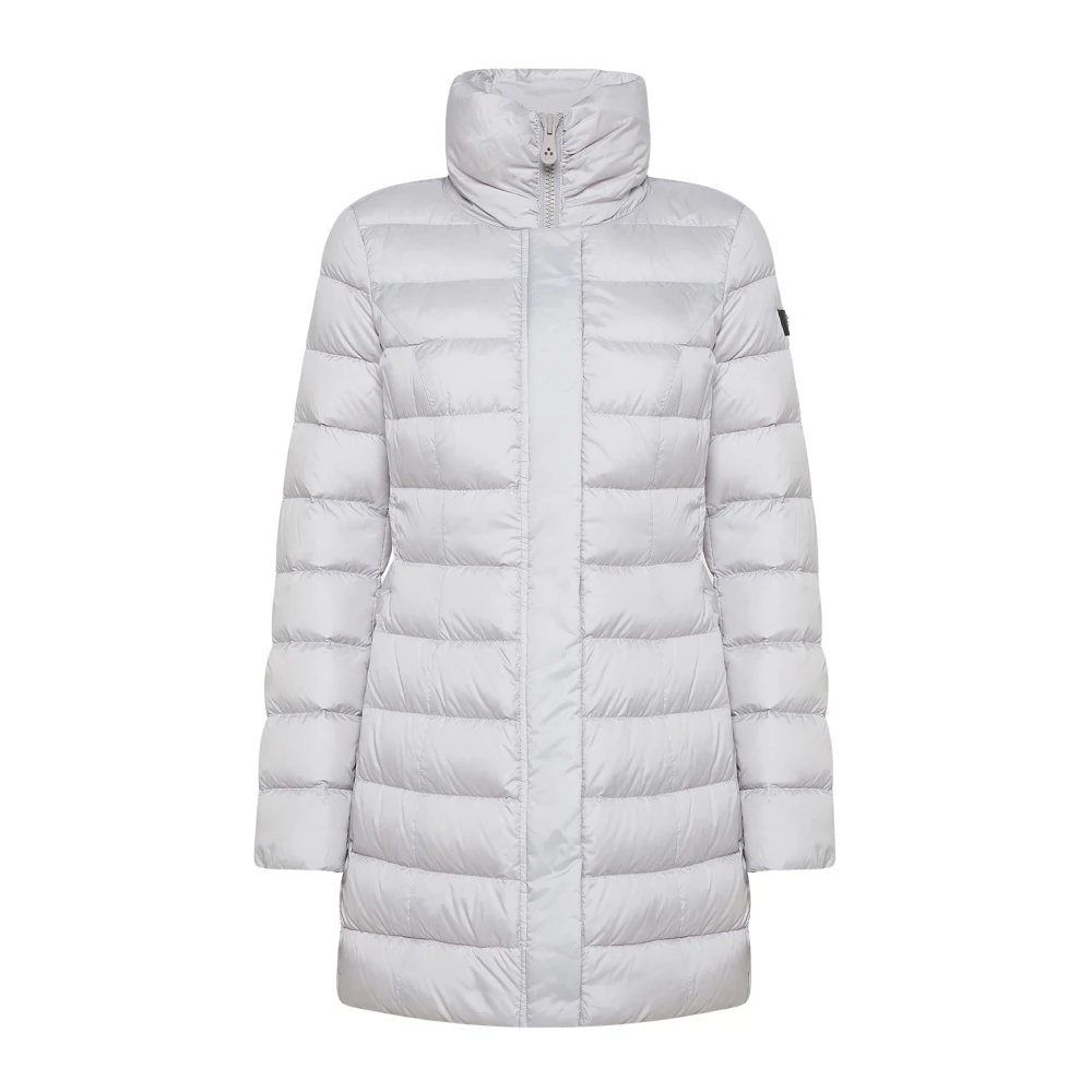 Peuterey Women's Gray Long Lightweight Down Jacket With High Collar