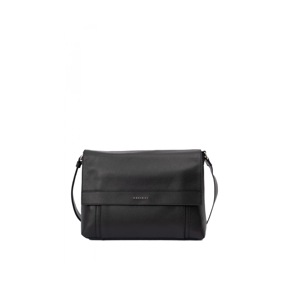 Orciani Herren Schwarz Stilvolle Lederhandtasche