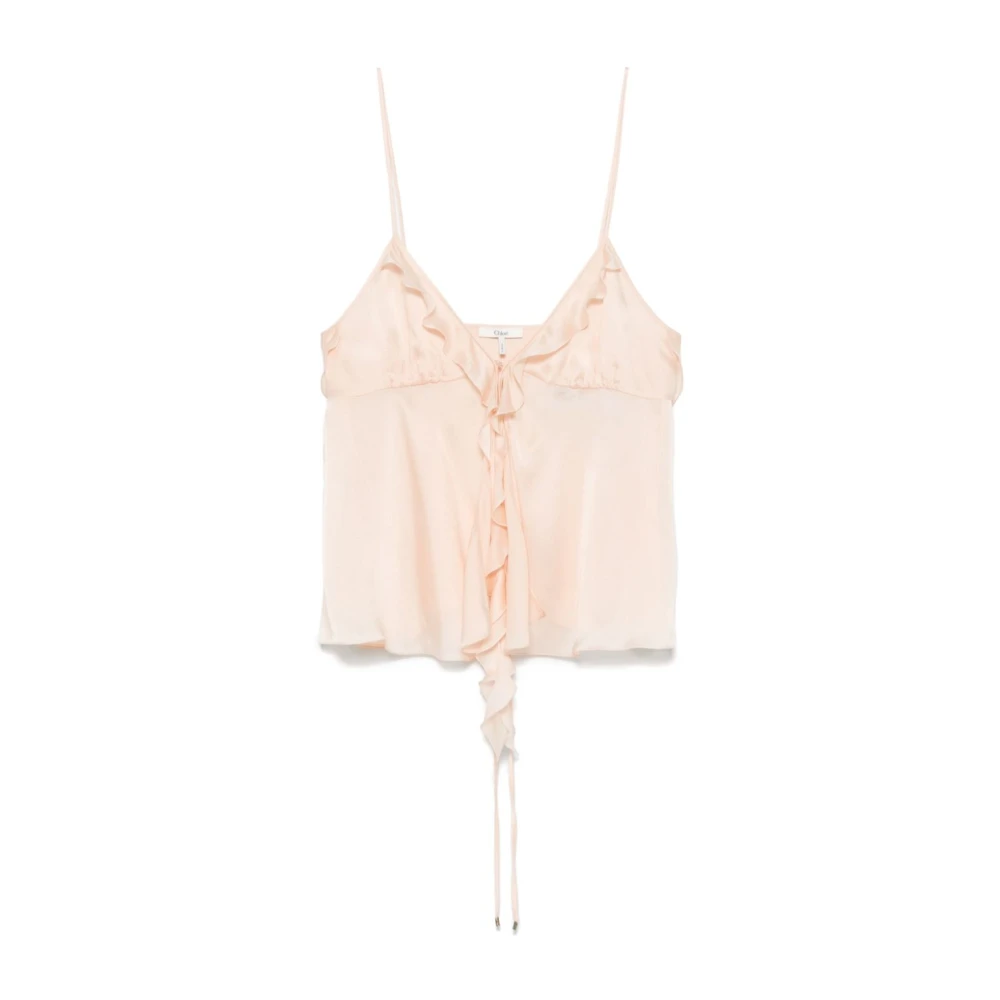 Chloé Poederroze Gerimpelde Top met Strik Pink Dames