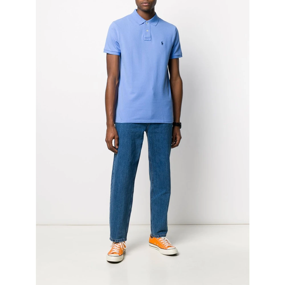 Polo Ralph Lauren Lichtblauw Geborduurd Logo Poloshirt Blue Heren
