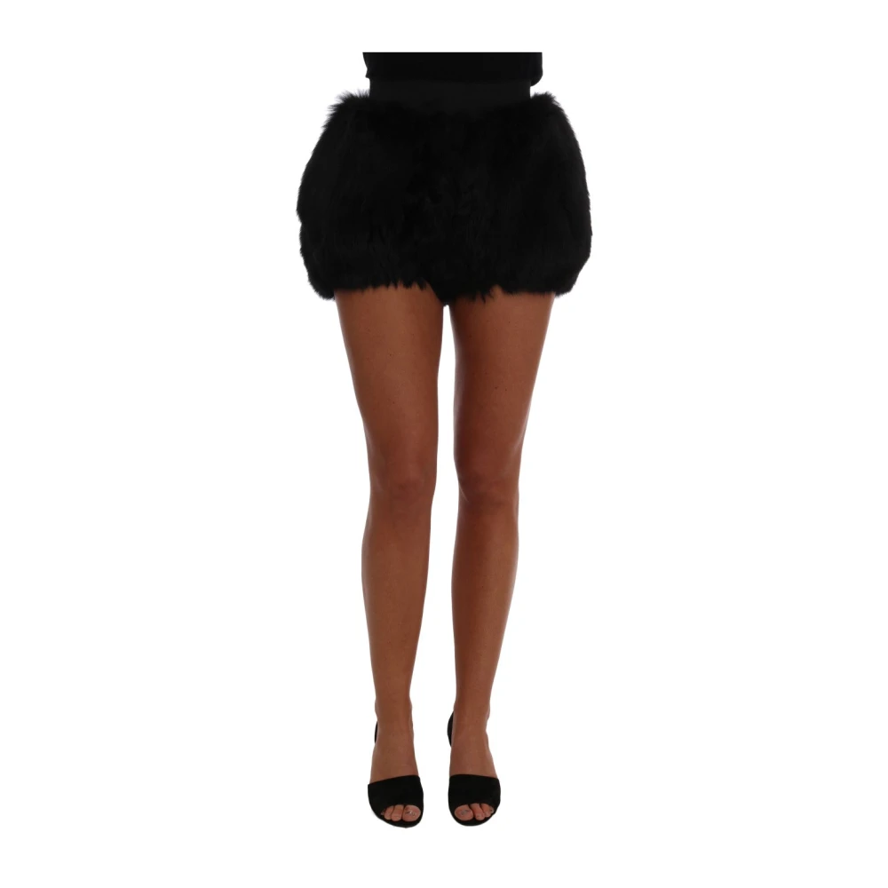Dolce & Gabbana Women's Black Elegant Fur Mini Shorts Hot Pants