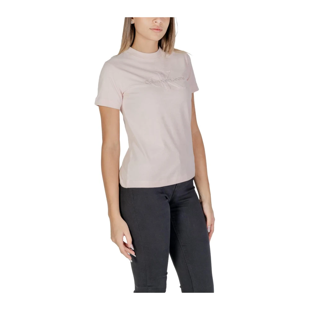 Calvin Klein Jeans Geborduurde Tee Model Roze Elegant T-Shirt Pink Dames