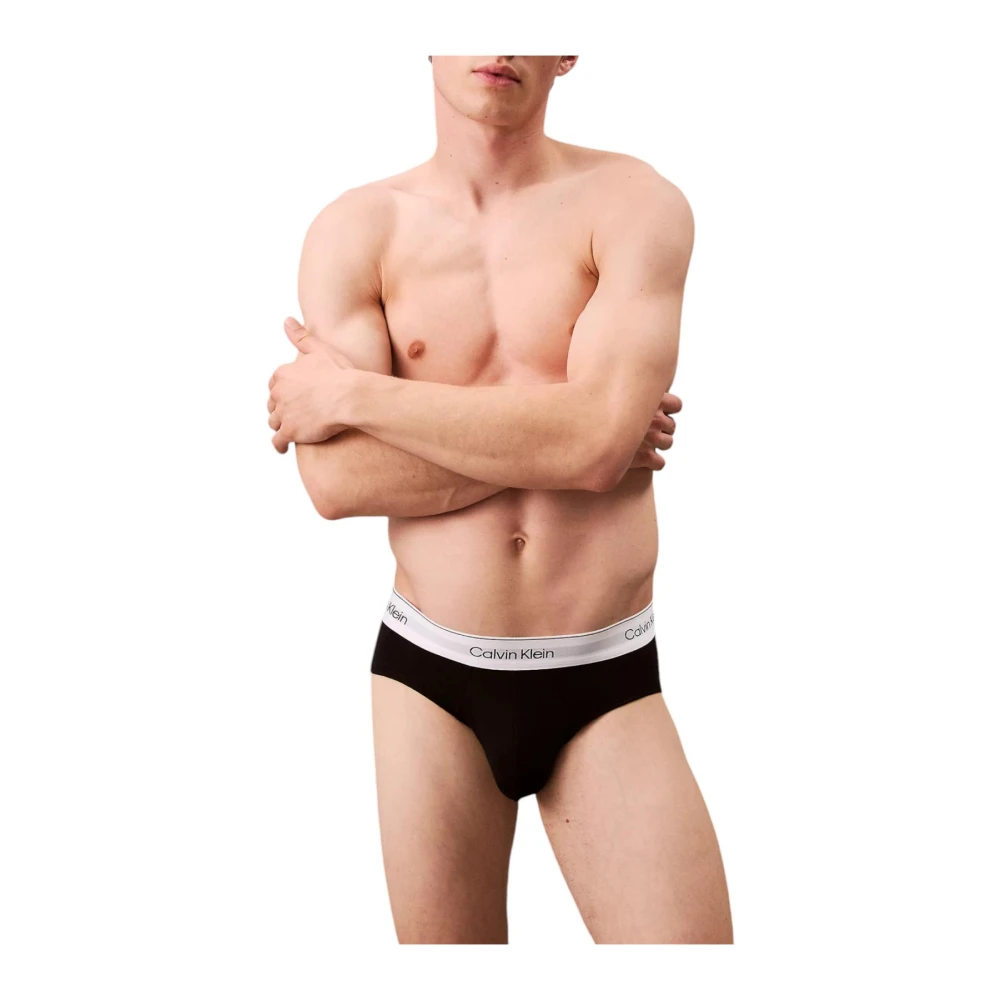 Calvin Klein Gedrukte Katoenen Briefs 3 Pack Black Heren