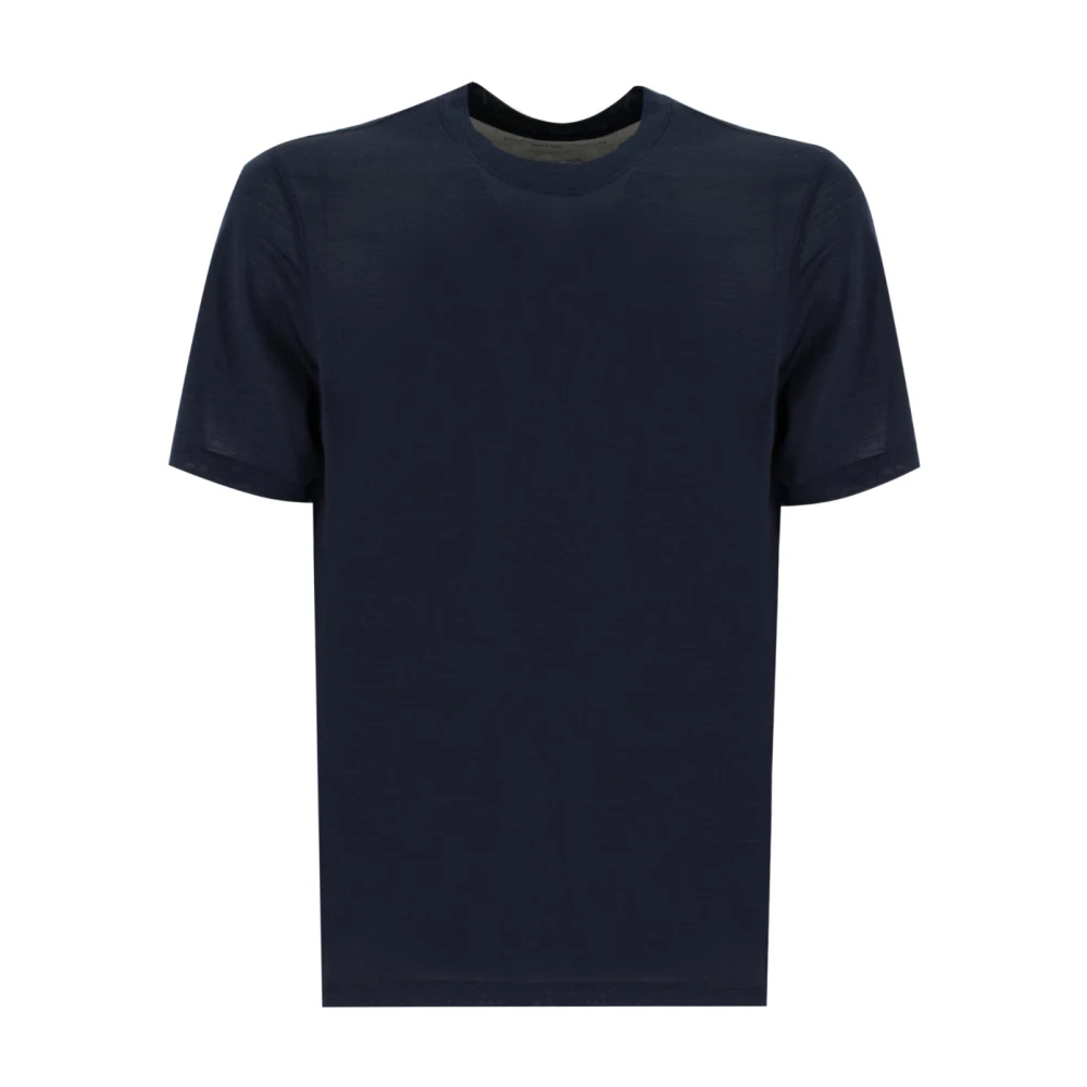 BRUNELLO CUCINELLI Zijden Katoenen T-shirt Comfortabele Pasvorm Blue Heren