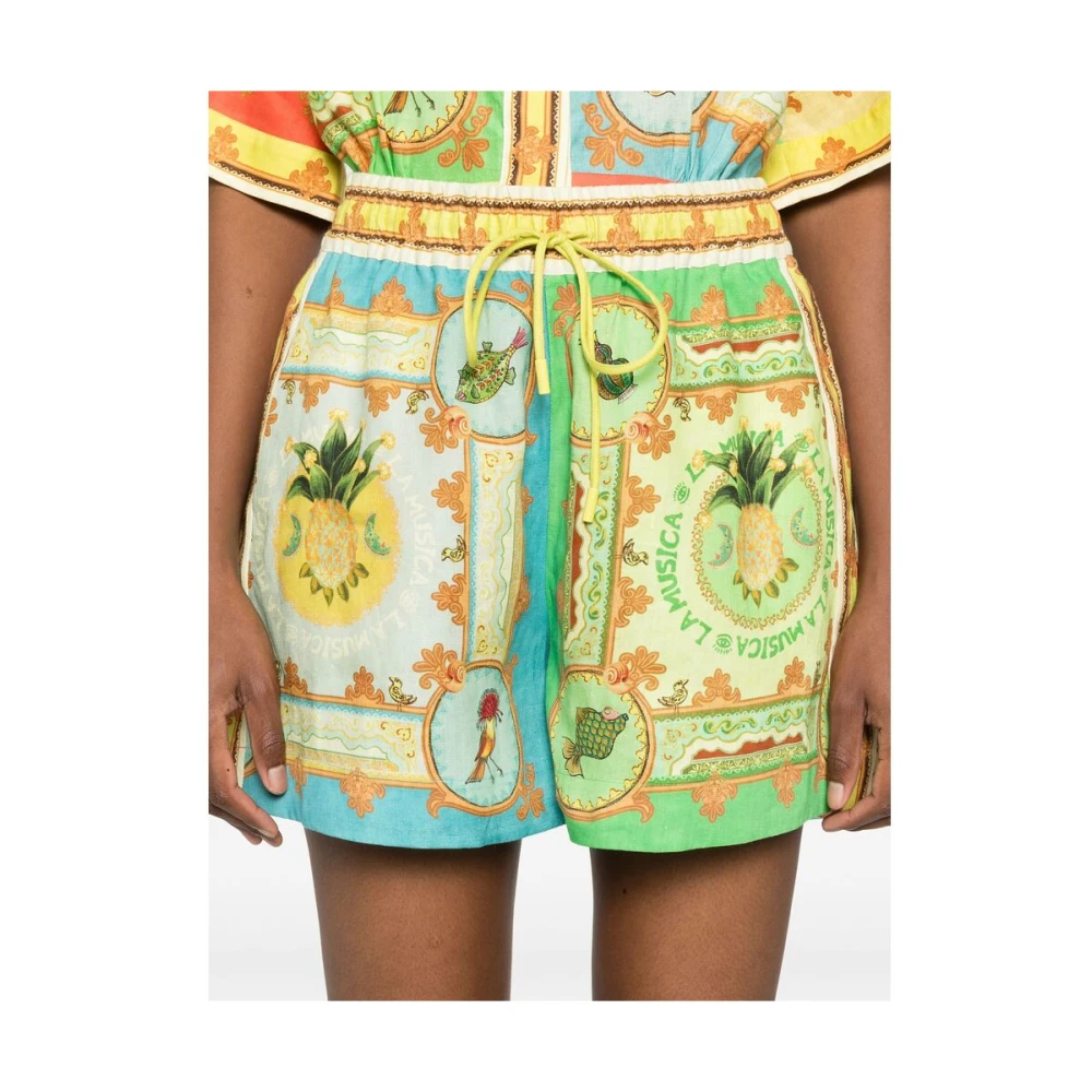 Alemais Kleur-Blok Linnen Shorts met Grafische Print Multicolor Dames