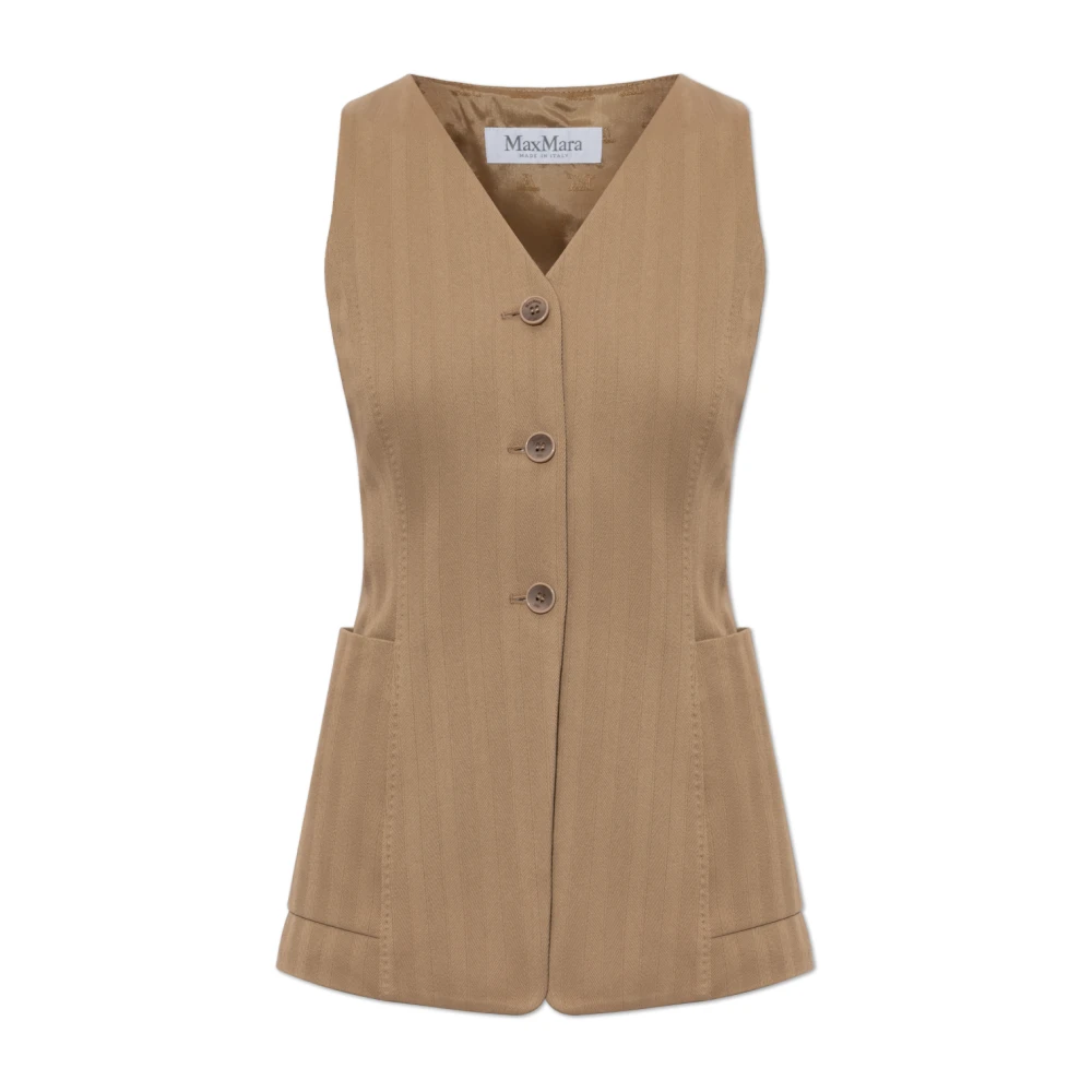 Max Mara Women's Beige Waistcoats, 2XS, Falla Vest