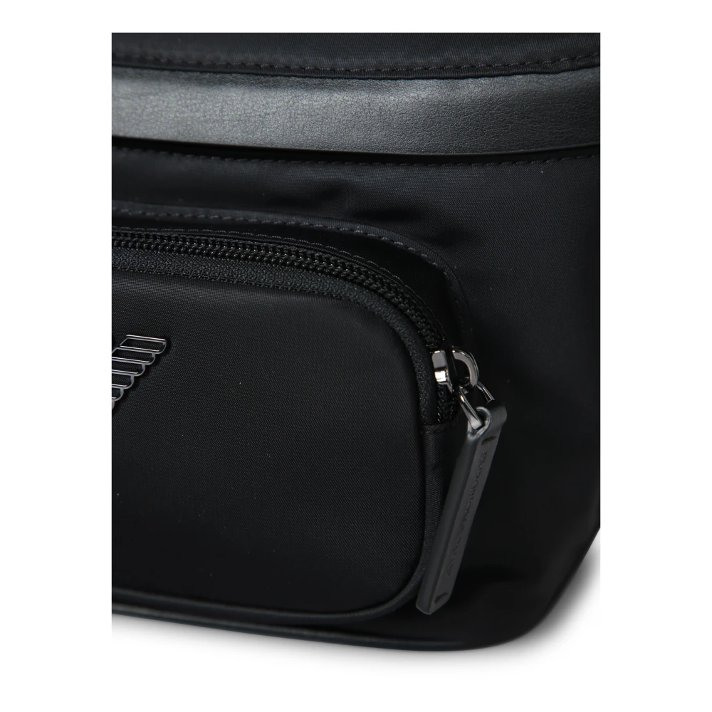 Emporio Armani Zwarte Nylon Heuptas met Ritszakken Black Heren