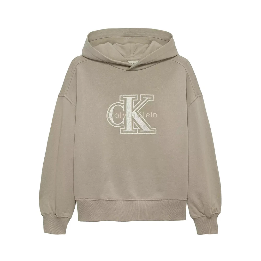 Calvin Klein Jeans Girls Beige Hooded Sweatshirt - Kids Sweatshirts - 14 Y - Kids