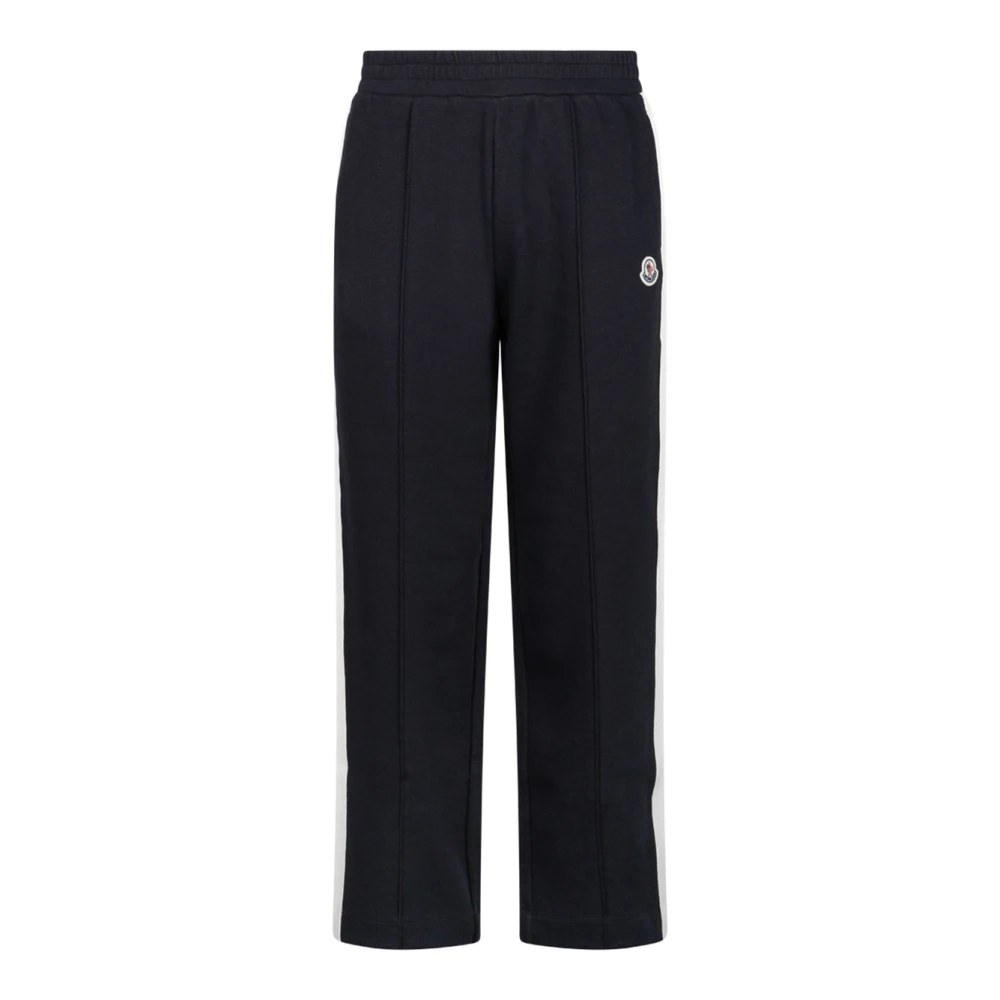 Moncler Blauwe Sportbroek met Zijstrepen Black Dames