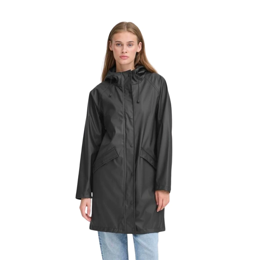 Ichi Women's Black Rain Jackets, L, Tazi Raincoat