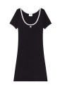 robe-noire-courreges-logo-brode-manches-courtes