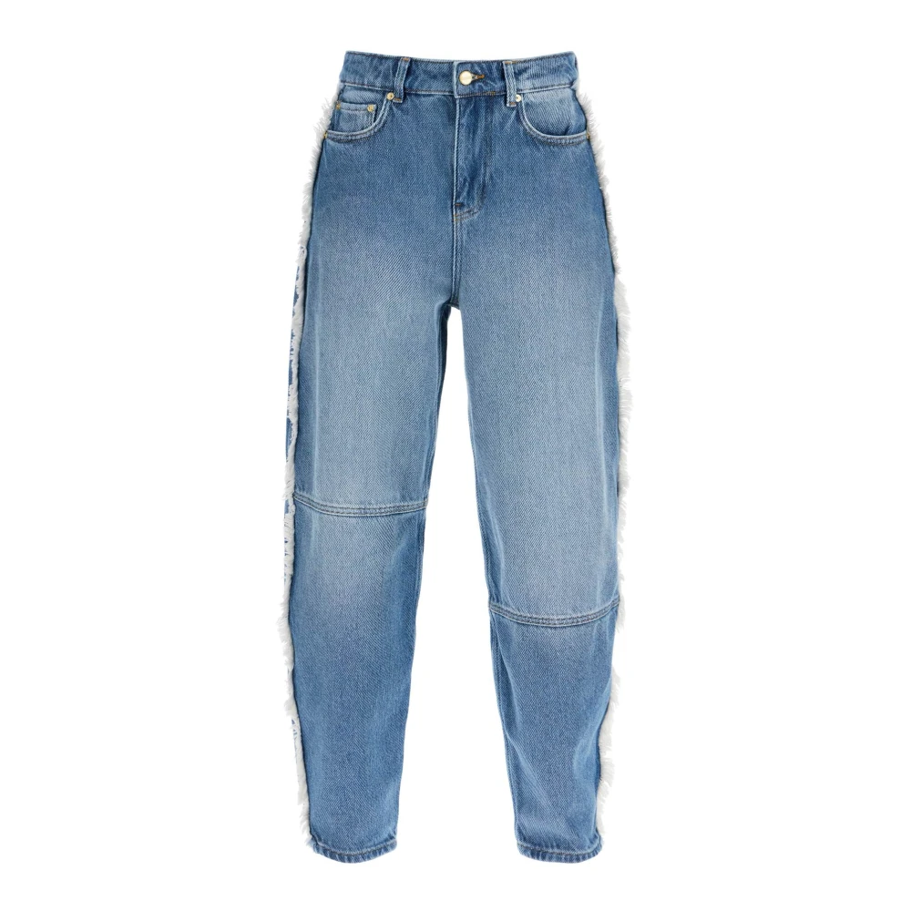 Ganni Jeans met wijde pijpen en rafelranden Blue Dames