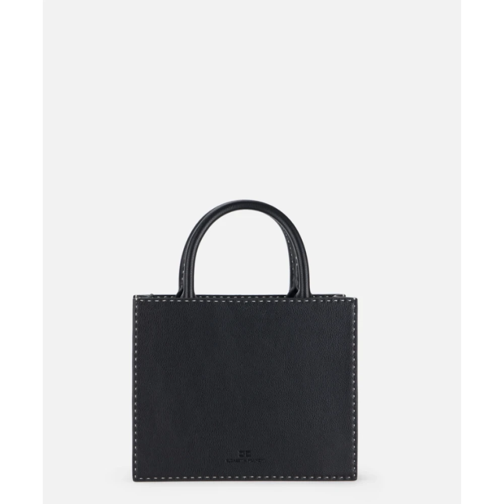 Elisabetta Franchi Zwarte Tote Handtas met Dubbele C Patch Black Dames