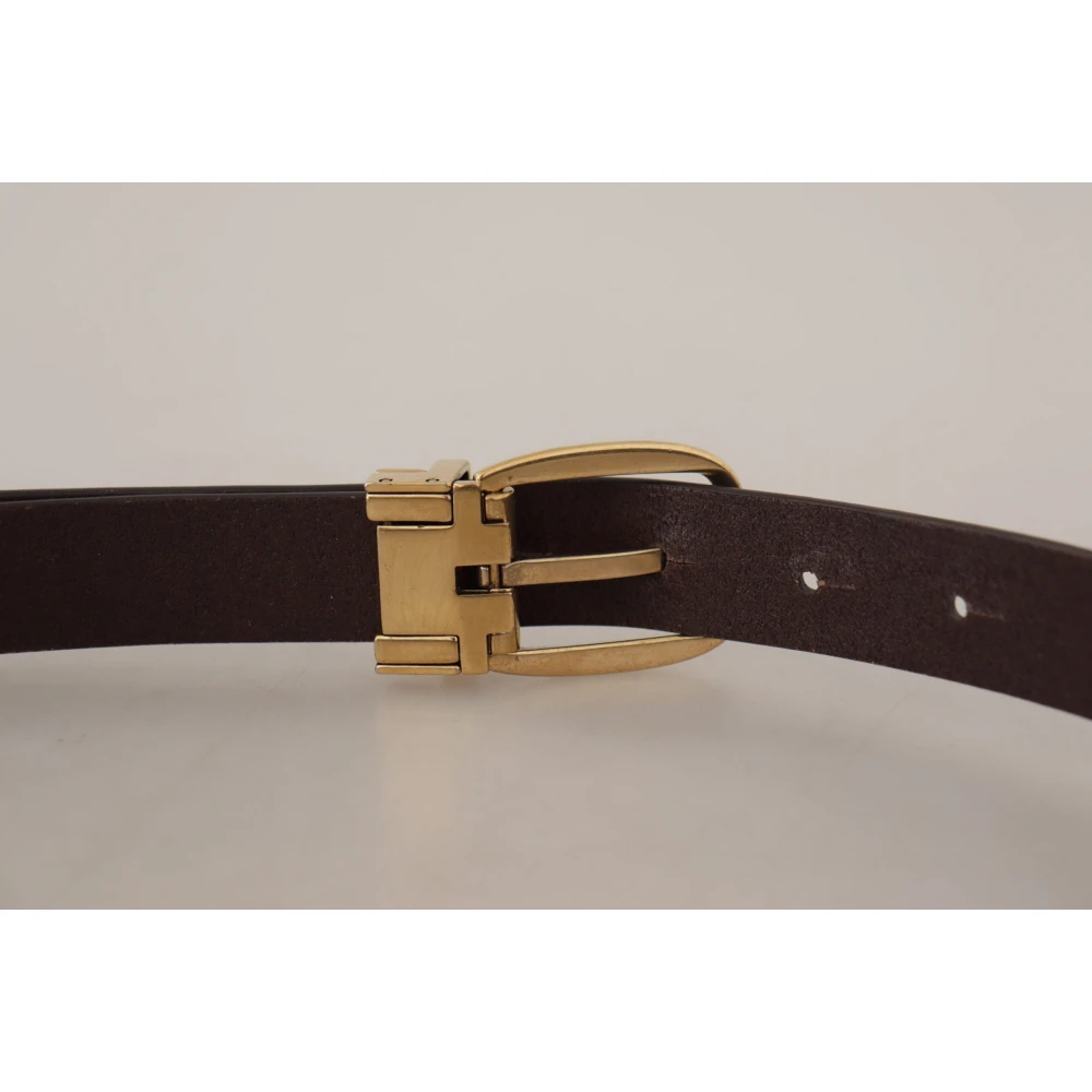 Dolce & Gabbana Elegante donkerbruine leren riem Brown Heren