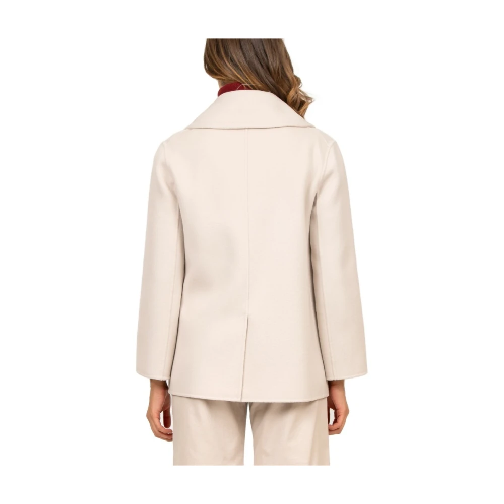 Max Mara Dubbelbreasted wollen jas Off-White Dames