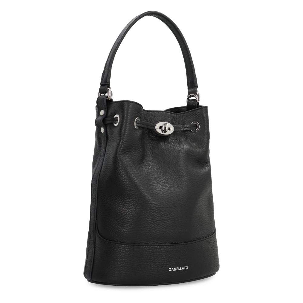 Zanellato Leren Bucket Bag met Handvat Black Dames