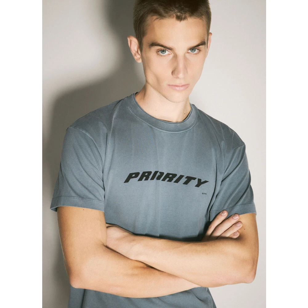 Eytys Voor Tekst Print Crewneck T-Shirt Gray Heren