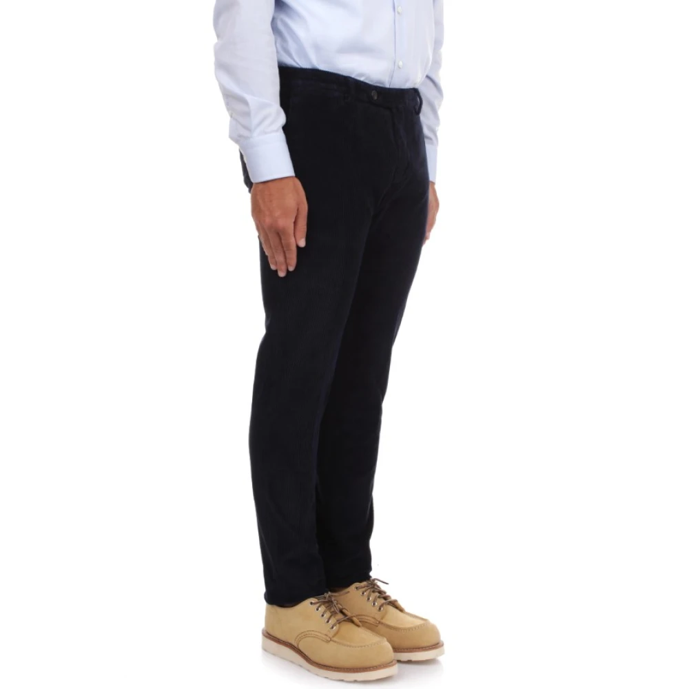Briglia Blauwe Corduroy Broek Slim Fit Blue Heren