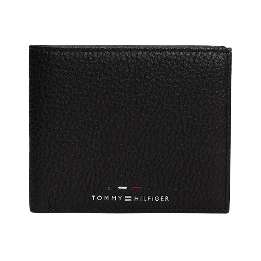 Tommy Hilfiger Zwarte leren portemonnee met georganiseerd interieur Black Heren